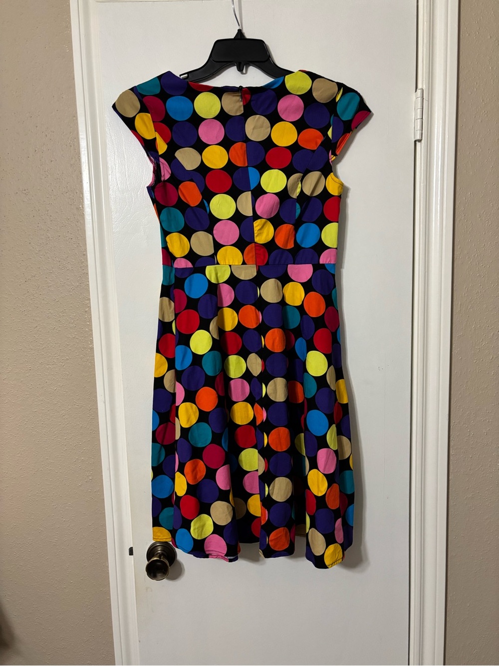 Vintage-Inspired Multicolor Polka Dot Fit & Flare Dress - M - Picture 4 of 10